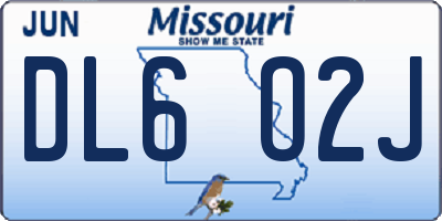 MO license plate DL6O2J