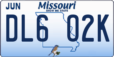 MO license plate DL6O2K