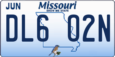 MO license plate DL6O2N