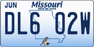 MO license plate DL6O2W