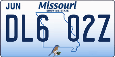 MO license plate DL6O2Z