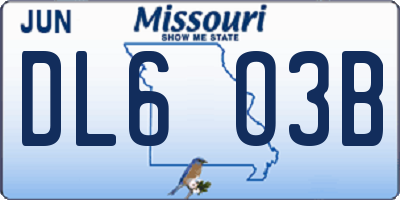 MO license plate DL6O3B