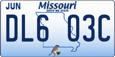 MO license plate DL6O3C
