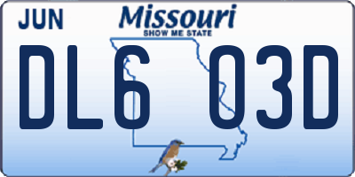 MO license plate DL6O3D
