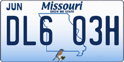 MO license plate DL6O3H