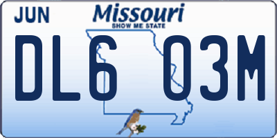 MO license plate DL6O3M