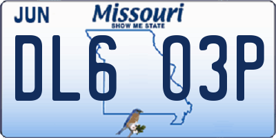 MO license plate DL6O3P