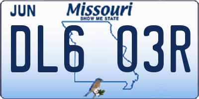 MO license plate DL6O3R
