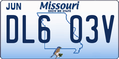 MO license plate DL6O3V