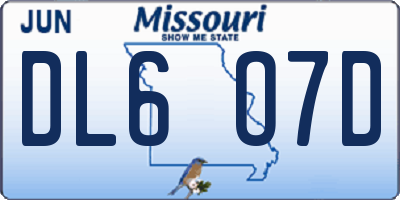 MO license plate DL6O7D