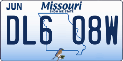 MO license plate DL6O8W