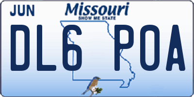 MO license plate DL6P0A