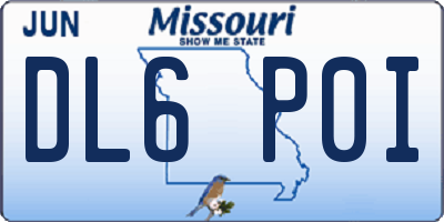 MO license plate DL6P0I