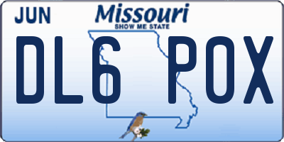 MO license plate DL6P0X