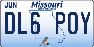 MO license plate DL6P0Y