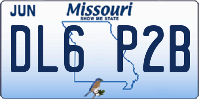 MO license plate DL6P2B