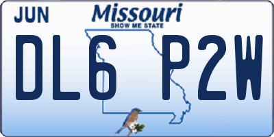 MO license plate DL6P2W