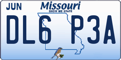 MO license plate DL6P3A