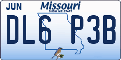MO license plate DL6P3B