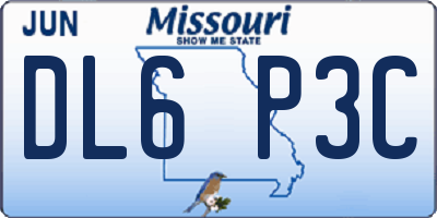 MO license plate DL6P3C