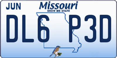 MO license plate DL6P3D
