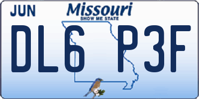 MO license plate DL6P3F