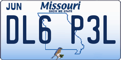 MO license plate DL6P3L