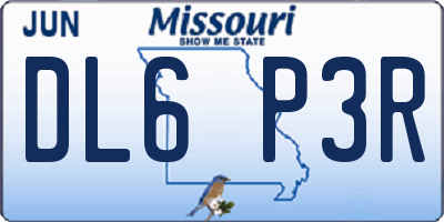 MO license plate DL6P3R