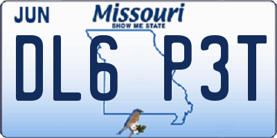 MO license plate DL6P3T