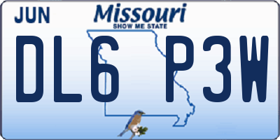 MO license plate DL6P3W