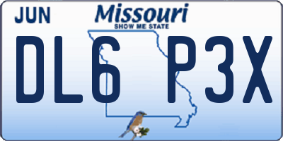 MO license plate DL6P3X