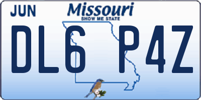 MO license plate DL6P4Z