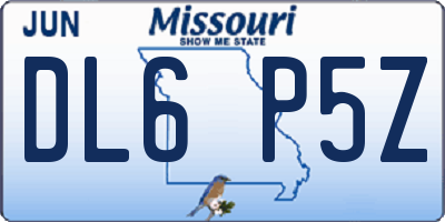 MO license plate DL6P5Z