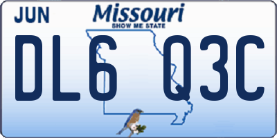 MO license plate DL6Q3C