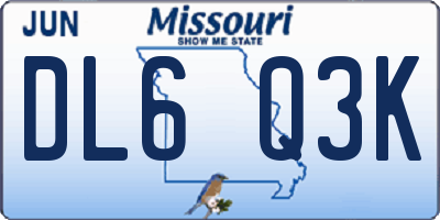 MO license plate DL6Q3K