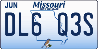 MO license plate DL6Q3S