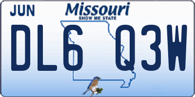 MO license plate DL6Q3W