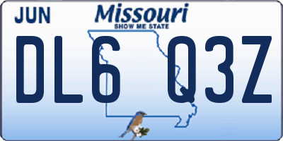 MO license plate DL6Q3Z