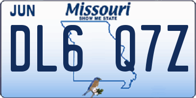 MO license plate DL6Q7Z