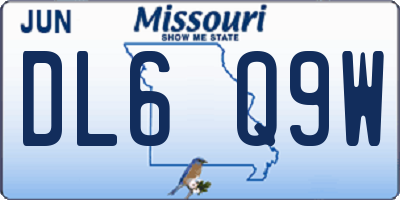 MO license plate DL6Q9W