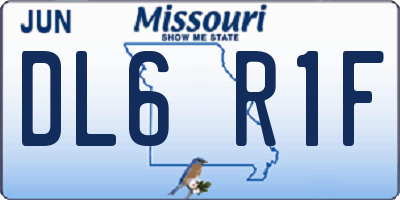 MO license plate DL6R1F