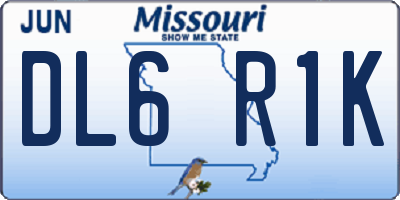 MO license plate DL6R1K