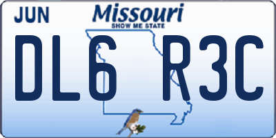 MO license plate DL6R3C