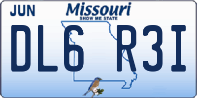 MO license plate DL6R3I