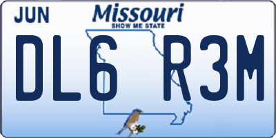 MO license plate DL6R3M