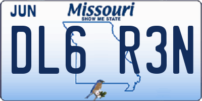 MO license plate DL6R3N