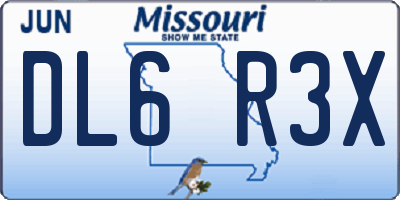 MO license plate DL6R3X