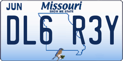 MO license plate DL6R3Y