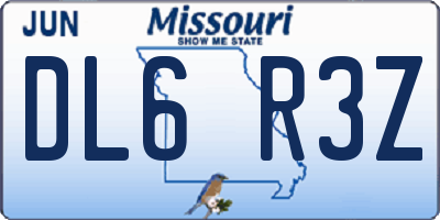 MO license plate DL6R3Z