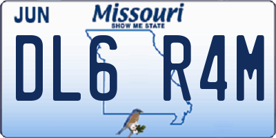 MO license plate DL6R4M